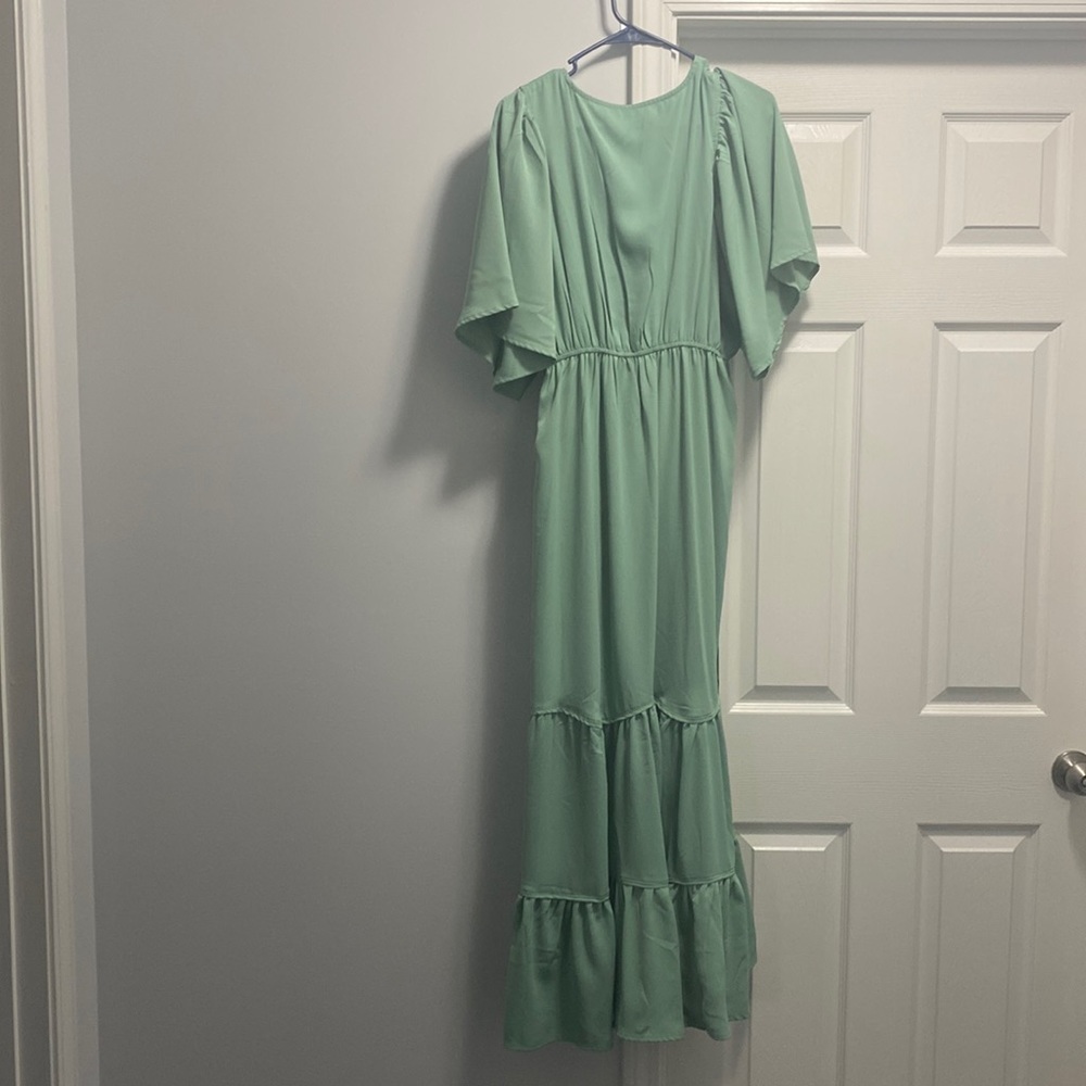 Long sage green dress